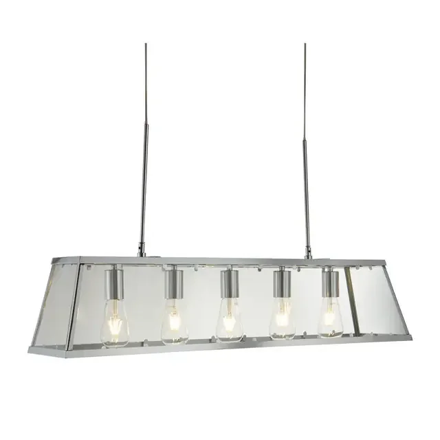 Voyager 5 Light Chrome and Clear Glass Lantern Bar Pendant Light
