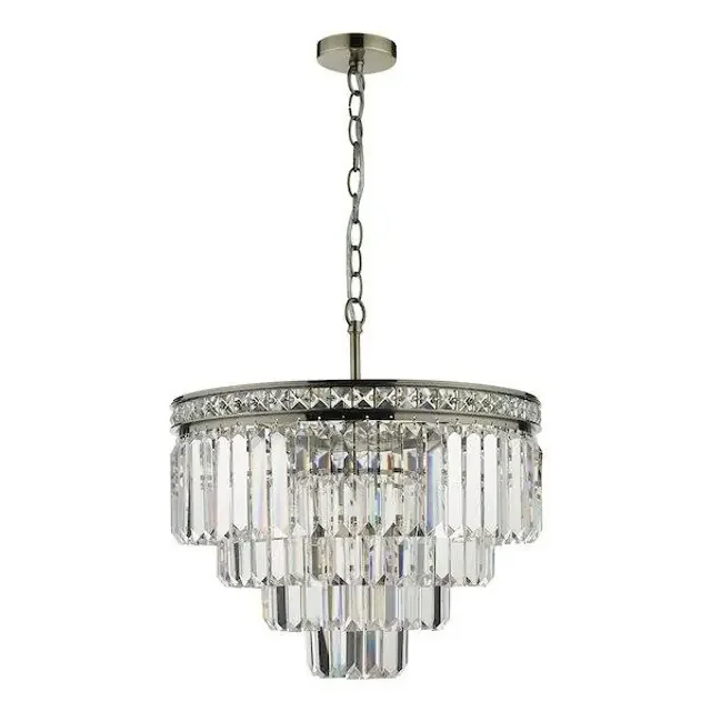 Vyana 4 Light Antique Brass and Crystal Pendant Light