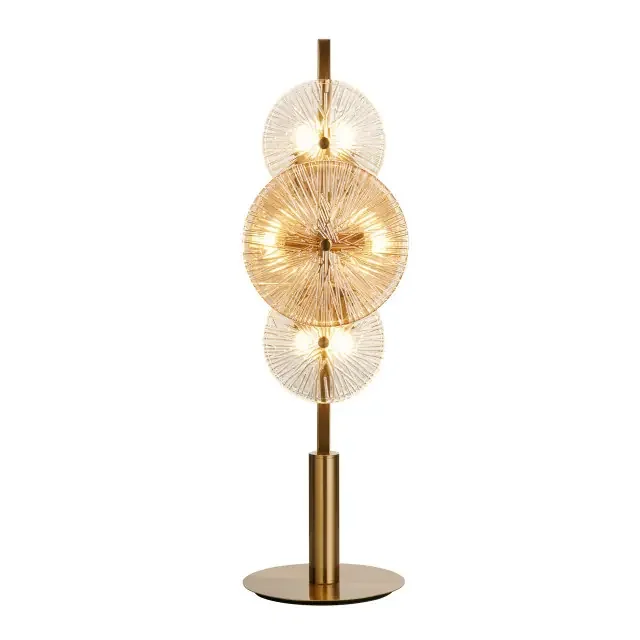 Wagon Wheel 6 Light Bronze with Clear and Amber Glass Table Lamp
