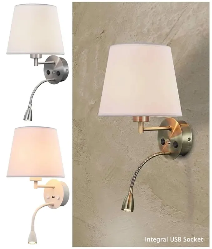 Wall Light with Dual Switch Shaded and LED Adjustable Arm