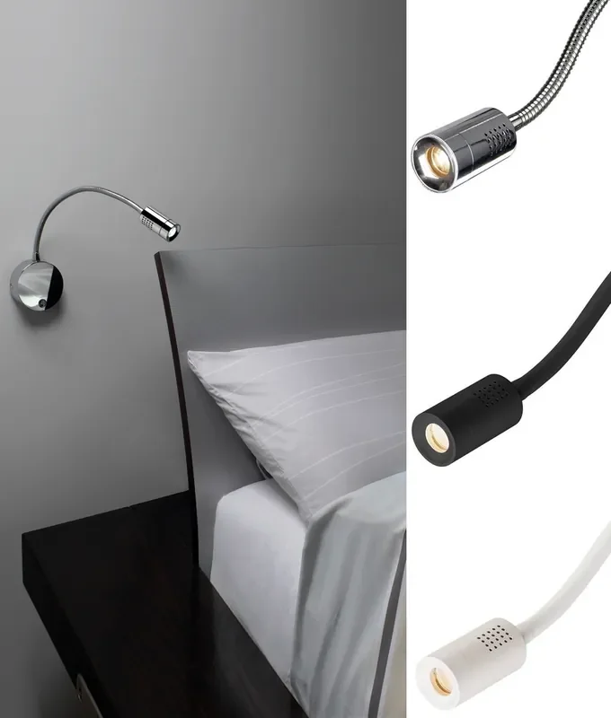 Wall Mounted Flexible Arm LED Reading Light – Switched