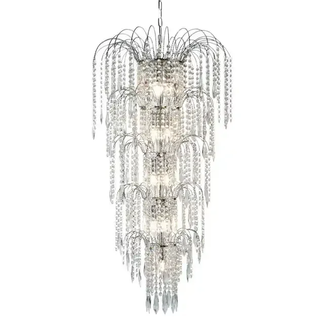 Waterfall 13 Light Chrome and Clear Crystal Tier Chandelier