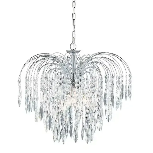 Waterfall 5 Light Chrome and Clear Crystal Tier Chandelier