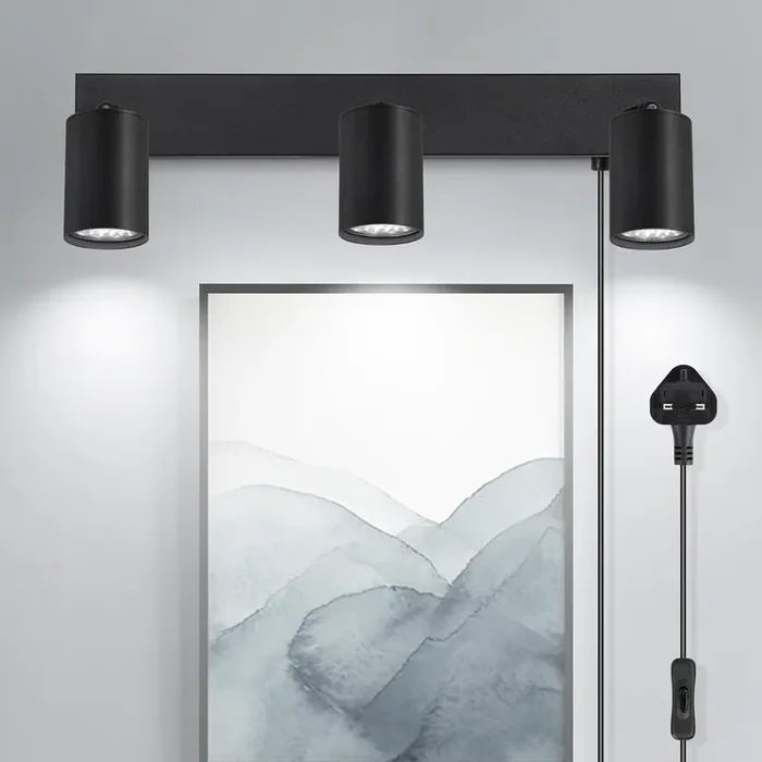 Way Black Plug-in Wall Light GU10 with Adjustable 350° Rotation