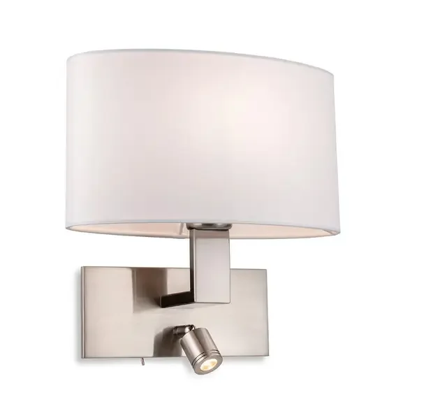 Webster 2 Light Brushed Steel with Cream Shade Wall Light