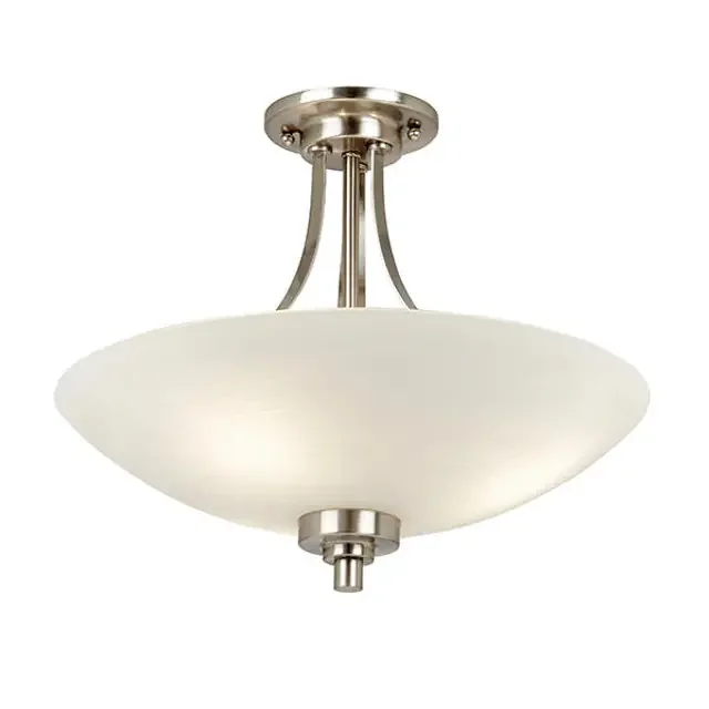 Welles 3 Light Satin Chrome with Opal Glass Semi-Flush Ceiling Light