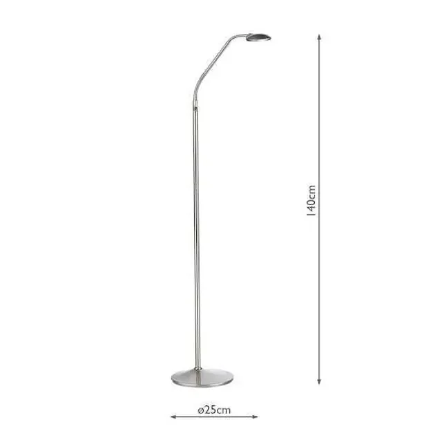 Wellington Satin Chrome LED Adjustable Floor Lamp