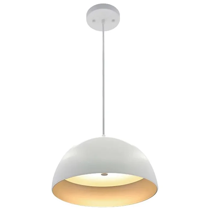 Westgate LCFD-MCT5-WS 12″ Integrated LED Modern Dome Pendant Light, 25W, Adjustable CCT (2700K/3000K/3500K/4000K/5000K), White and Silver