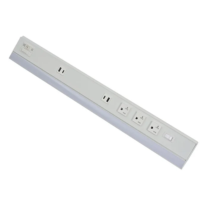 Westgate PSAL-42-4R-MCT5-WH 42in Angled 4-rec Power Strip and Uc Light 20a 1275lm Cr90 5cct – White