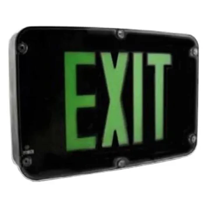Westgate XTN4X-1GBEM NEMA 4X LED Exit Sign with 90 Minute Emergency Backup, Single Face, 120-277V, Black Housing with Green Letters