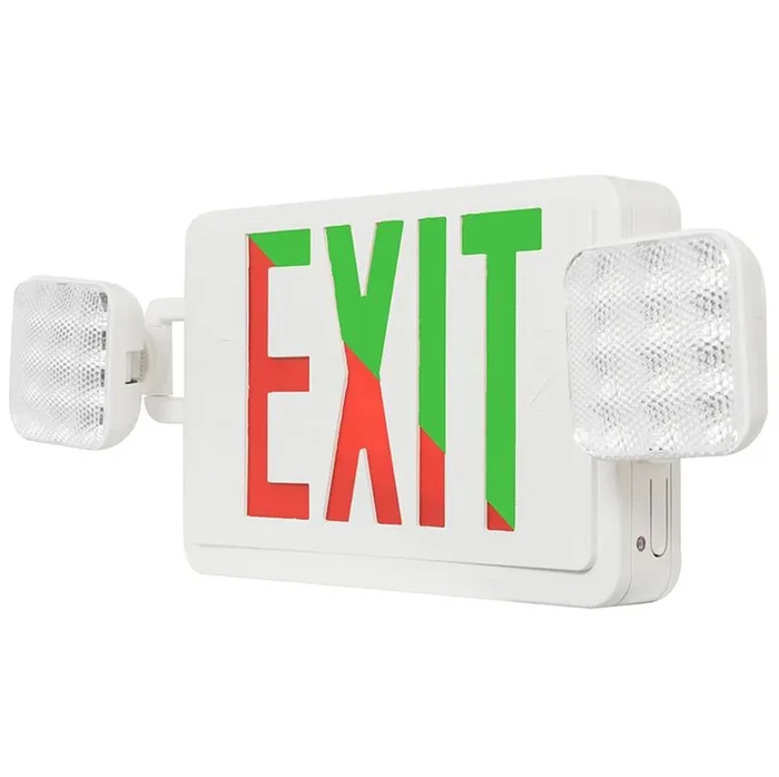 Westgate XTU-CL-RG-EM-RC 2-in-1 Color Selectable Combo LED Exit Sign & Emergency, Universal Face, Remote Capable, 120-277V, White Housing