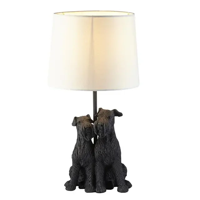 Westie Matt Black with Natural Shade Table Lamp