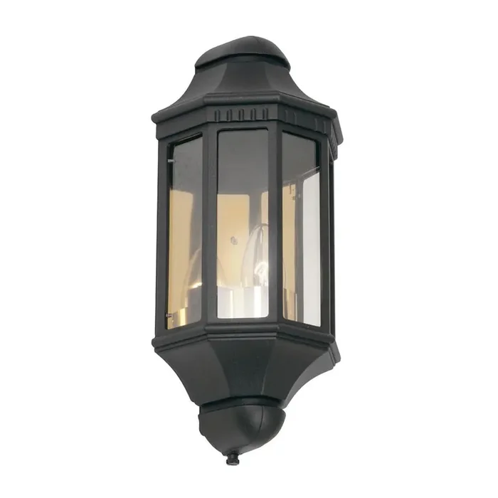 Westminster Black Outdoor Half Flush Lantern Wall Light