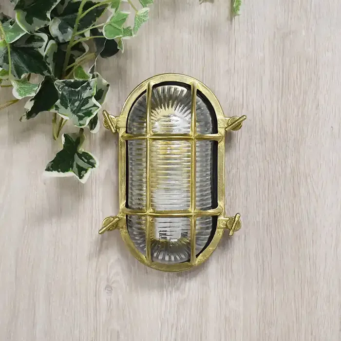 Westport Coastal Board Outdoor Flush Wall Light – Brass – Online Lighting