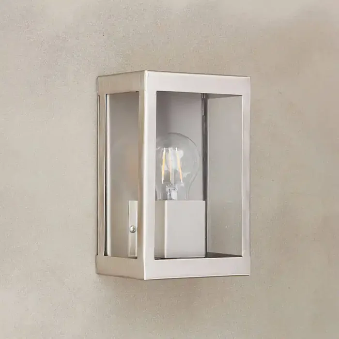 Westport Coastal Cabin Half Lantern Outdoor Wall Light – Matt Nickel – Online Lighting