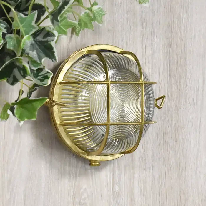 Westport Coastal Mate Outdoor Flush Wall Light – Brass – Online Lighting