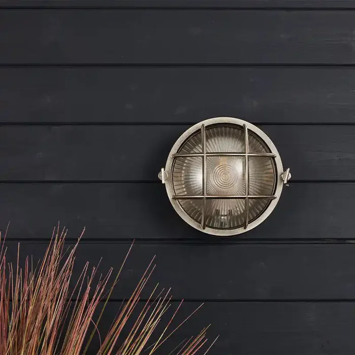 Westport Coastal Mate Round Outdoor Flush Wall Light – Matt Nickel – Online Lighting