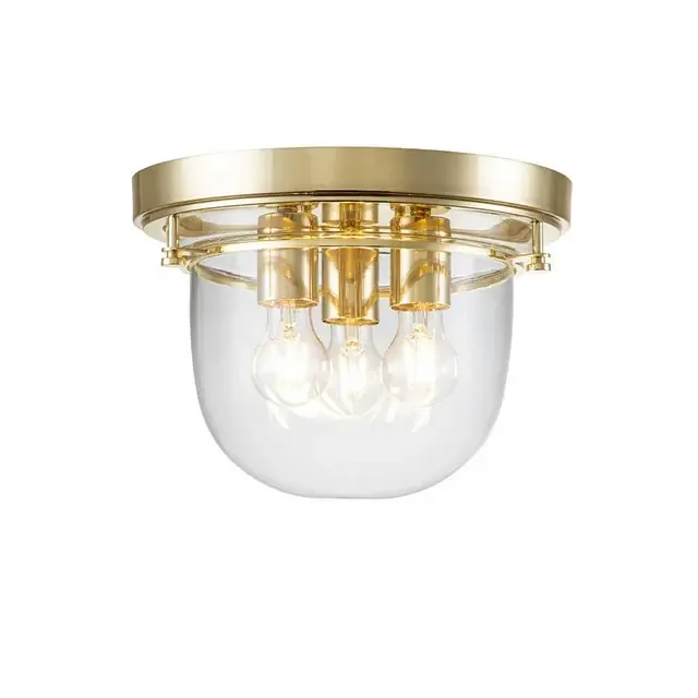 Whistling 3 Light Polished Brass Flush Ceiling Light