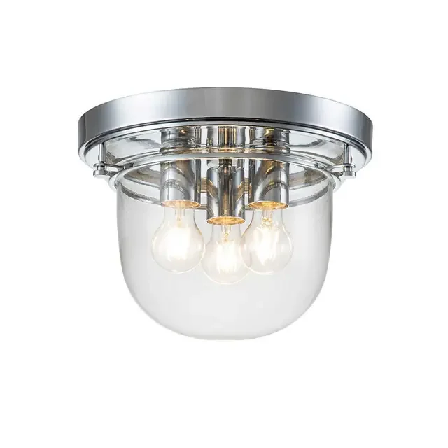 Whistling 3 Light Polished Chrome Flush Ceiling Light