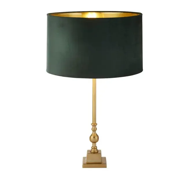 Whitby Antique Brass with Green Shade Table Lamp