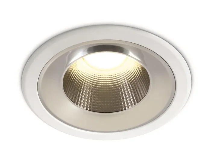 White 18W LED recessed downlight, IP54.