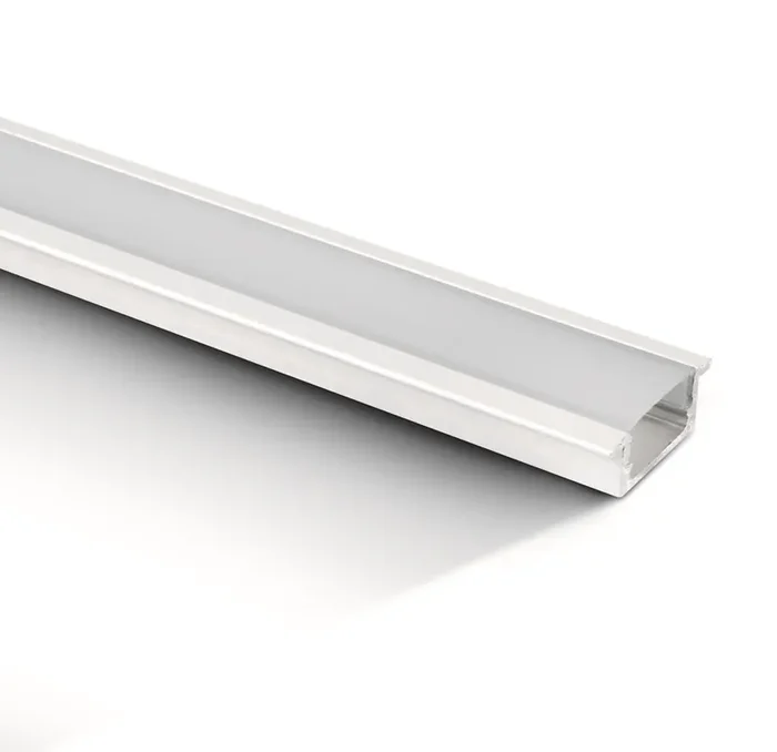 White 2m Recessed aluminium profile with PC opal diffuser.