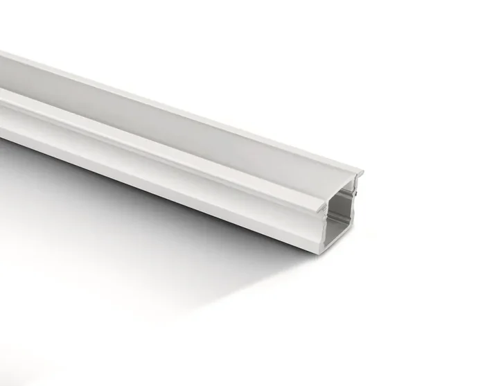 White 2m Recessed aluminium profile with PC opal diffuser.