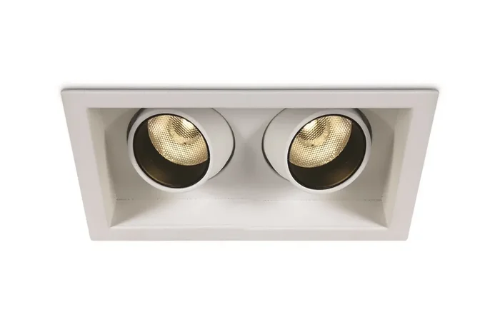 White 2x6W LED recessed adjustable spot, IP20.