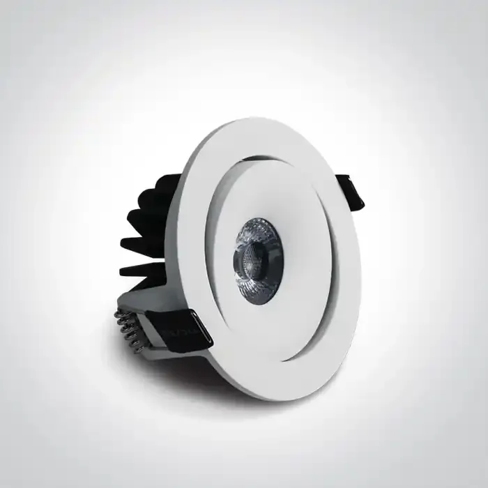 White 6,5W LED Recessed adjustable spot, ideal for bathroom and outdoor installation, IP54.