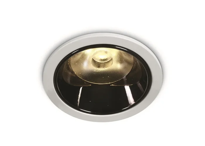 White 6W COB LED Dark light recessed spot with dark chrome reflector.
