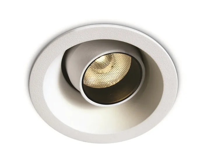 White 6W LED recessed adjustable spot, IP20.