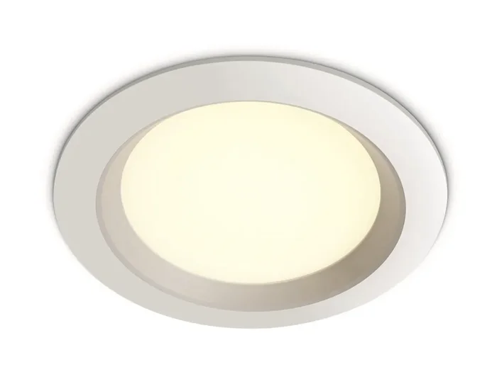 White 7W SMD LED recessed downlight, budget range, IP20.