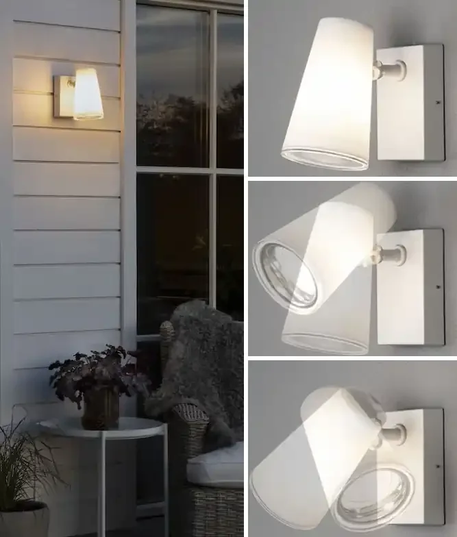 White Adjustable Exterior or Bathroom Wall Light