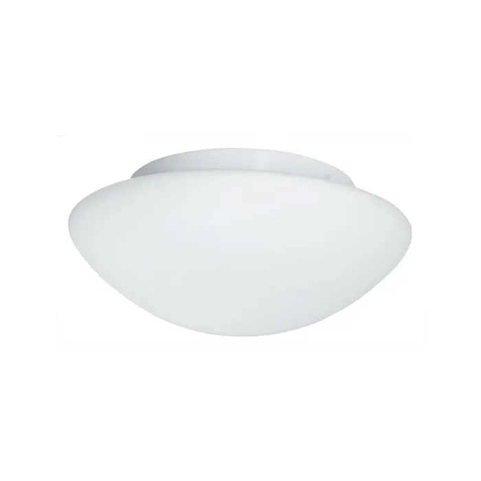 White Bathroom Modern Round Flush Light with Opal Glass Shade 230mm
