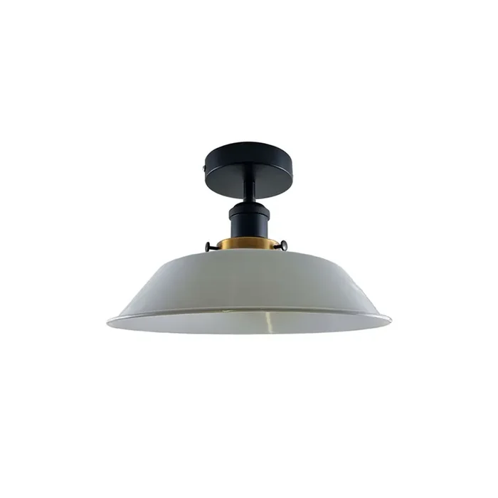 White Bowl Industrial Ceiling Light – Flush Mounted