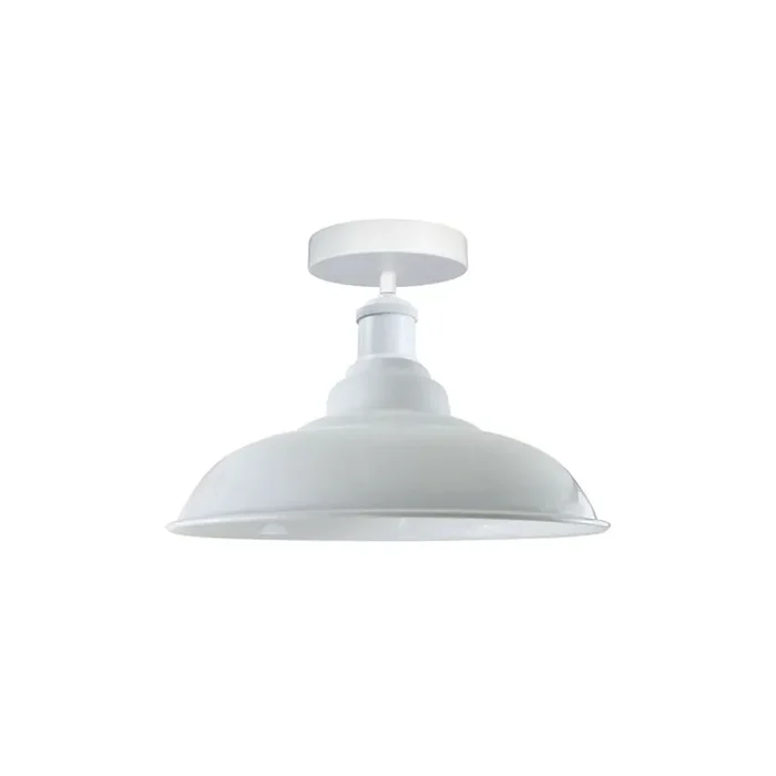 White Bowl Retro Ceiling Light – Flush Mounted