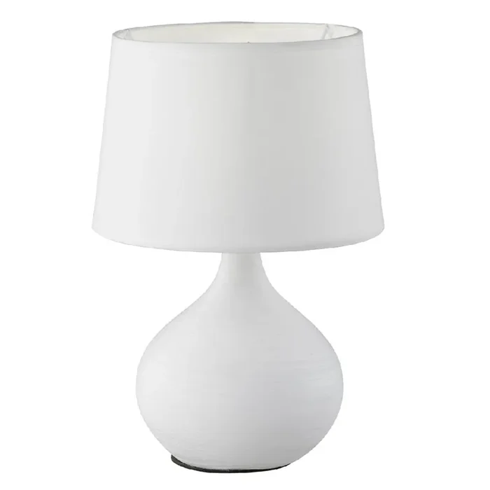 White Ceramic Vintage Retro Table Lamp with White Shade 29cm
