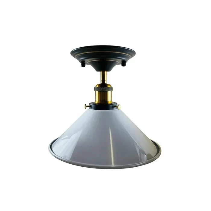 White Cone Vintage Style Ceiling Light – Flush Mounted