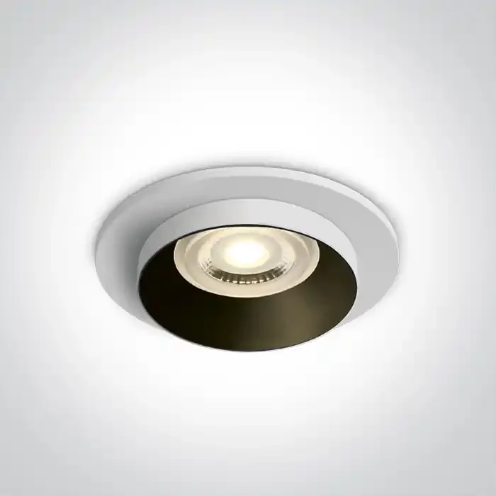 White Dark Light Recessed mains spot with GU10 lampholder.