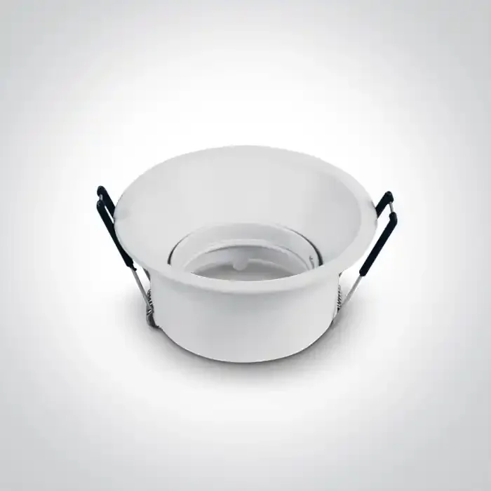 White Dark Light Recessed Round adjustable mains spot with GU10 lampholder.