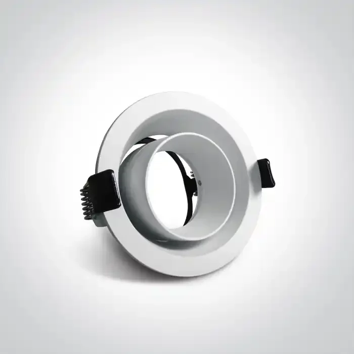 White Dark Light Tube Range Recessed Round adjustable mains spot with GU10 lampholder.