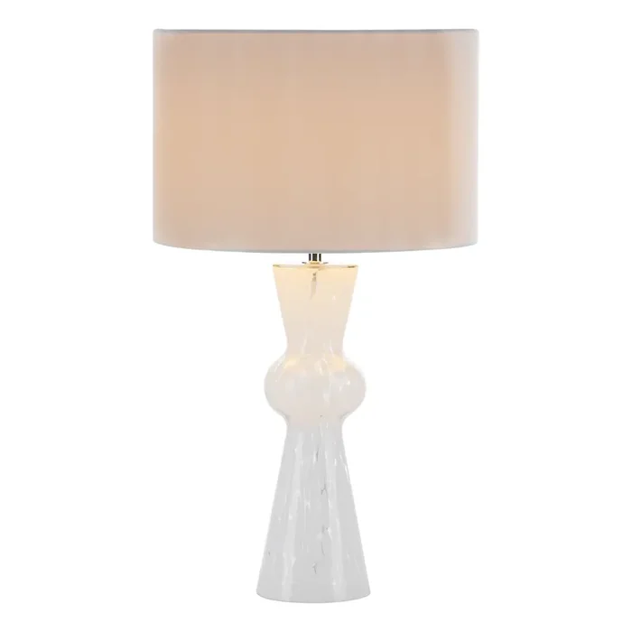 White Glass Table Lamp With Shade (0183RHE422)