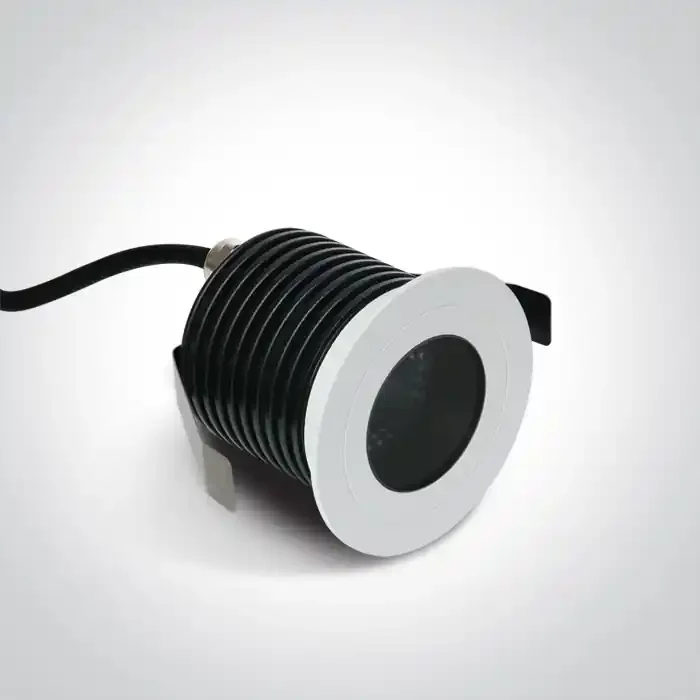 White IP65 6,5W COB LED Dark Light recessed spot ideal for bathroom installation.