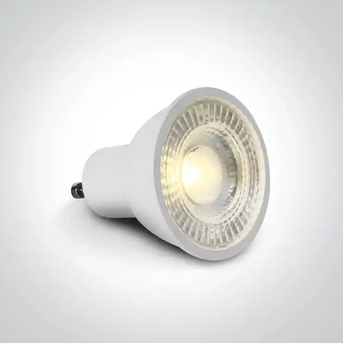 White MR16 COB LED GU10 6W 230V Triac dimmable emergency lamp.