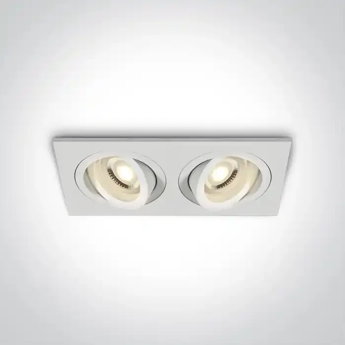White Recessed adjustable mains spot with GU10 lamp holder.
