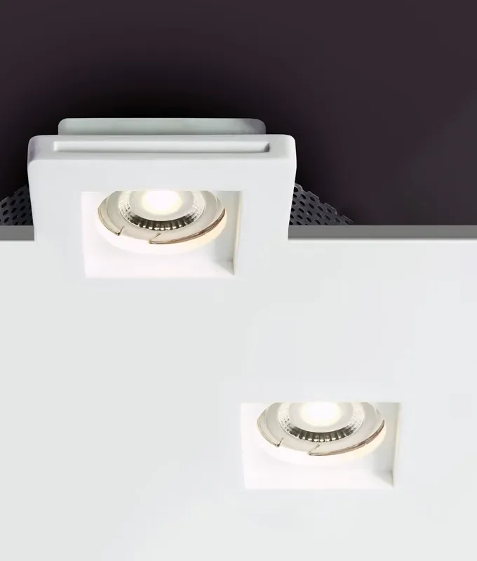 White Trimless Gypsum Plaster-In Recessed Mains Spot Light