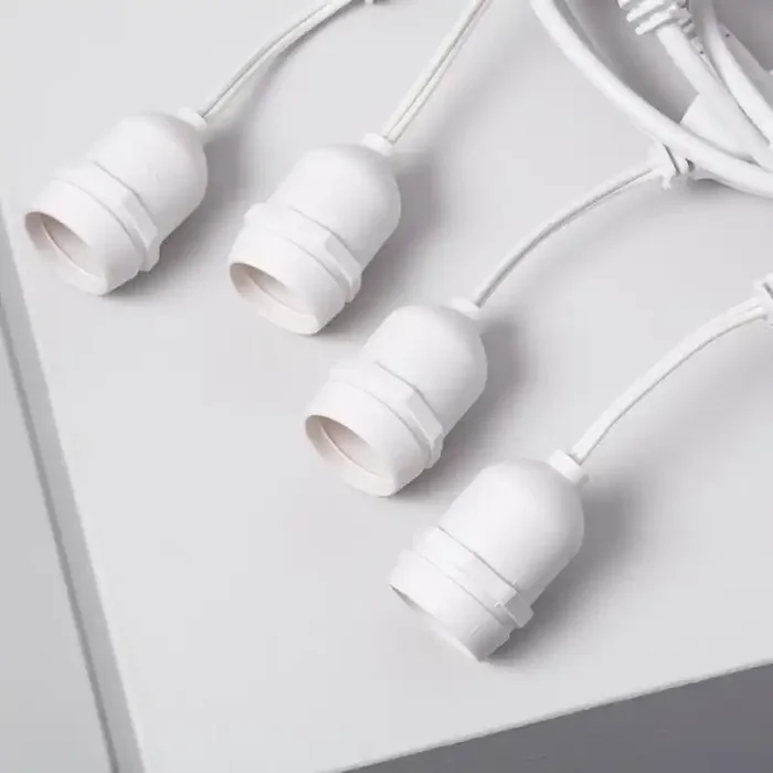 White Waterproof 5.5m String of 8x E27 Lamp Holders (IP65) – Ledkia