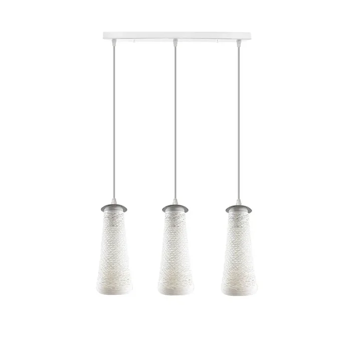 White Woven Shade 3 Light Pendant – Without Bulbs