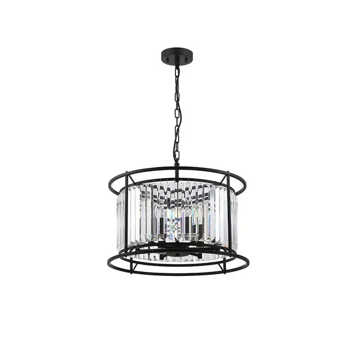 Wichita 500 Crystal Ceiling Pendant Light – Satin Black – Online Lighting