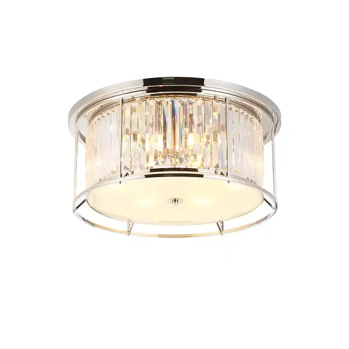 Wichita 610 Crystal Flush Ceiling Light – Polished Nickel – Online Lighting